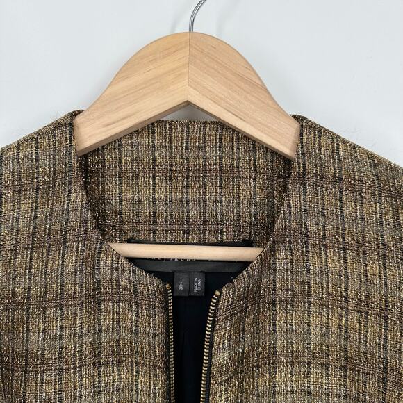 Theyskens’ Theory Jelsor Blazer Plaid Metallic Gold Zip Jacket - Picture 12 of 16